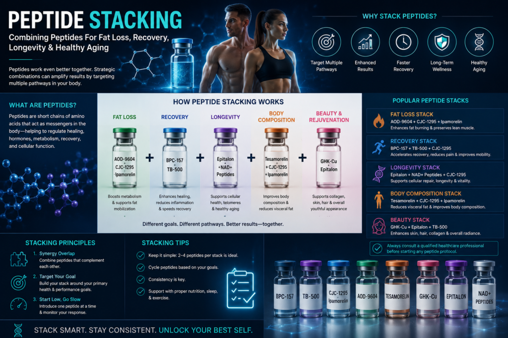 Peptide Stacking - Combining Peptides For Fat Loss, Recovery, Longevity & Healthy Aging